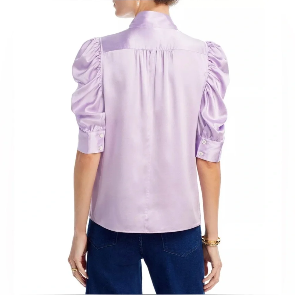 FRAME Gillian Stretch Silk Blouse in Lilac Size S - Picture 3 of 16